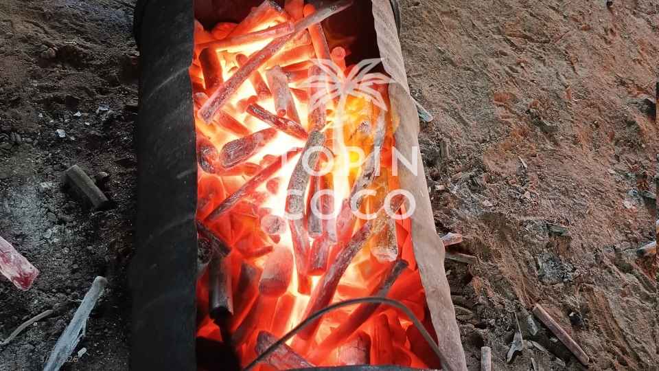 white charcoal burning
